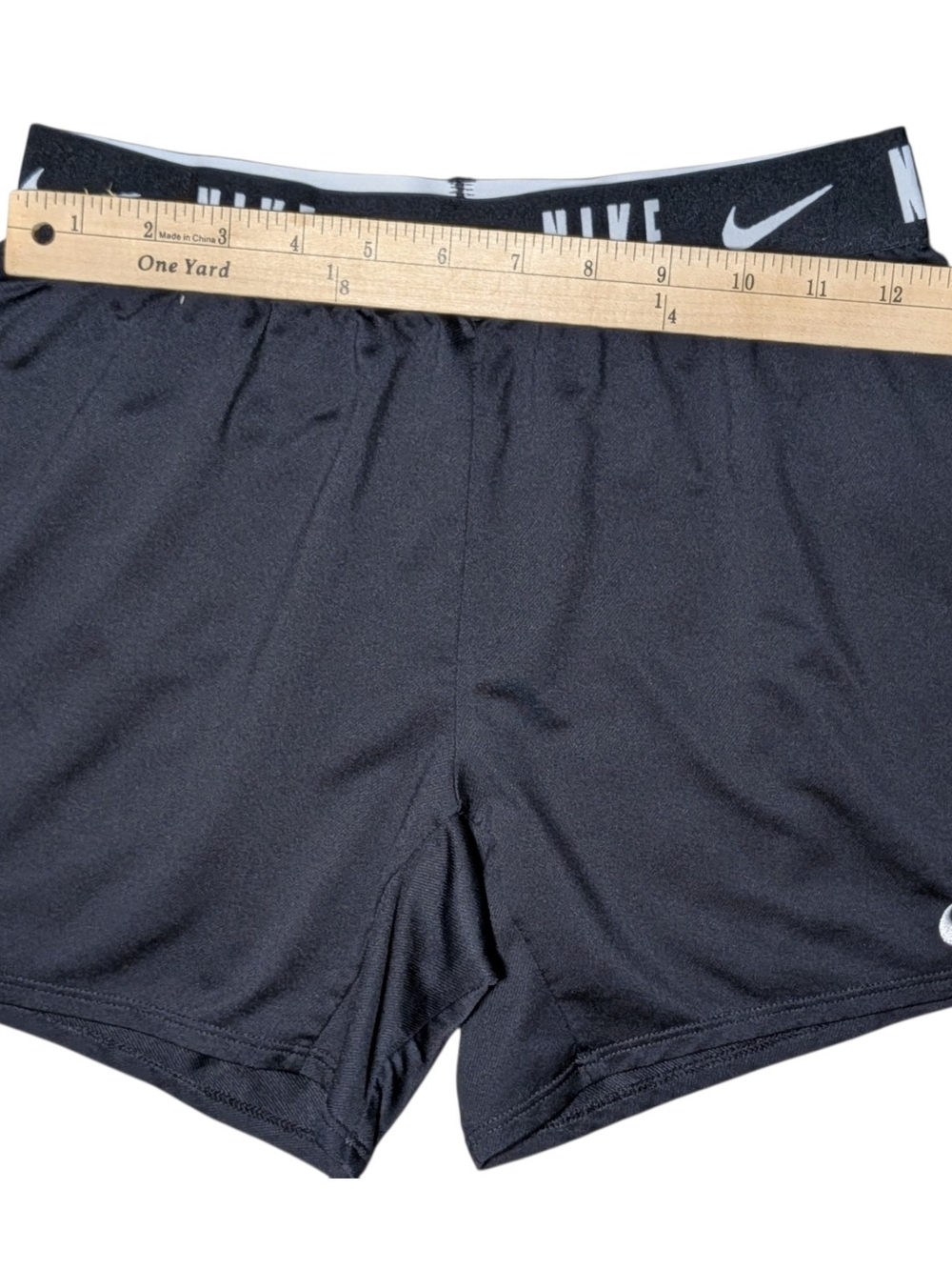Nike Girls Black Athletic Shorts with Logo Waistband - Picture 4 of 7